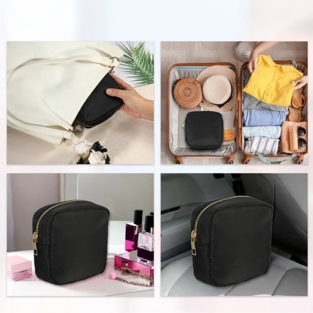 Black nylon waterproof Cosmetic bag black NWOT